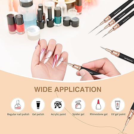 ZEOHBETY 5 darabos körömdíszítő ecsetkészlet (6/9/12/15/18 mm – fekete)