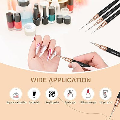 ZEOHBETY 5 darabos körömdíszítő ecsetkészlet (6/9/12/15/18 mm – fekete)